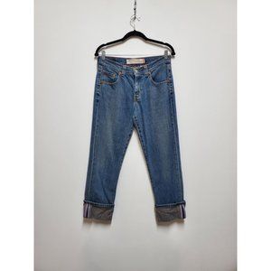 Levis 505 Jeans Womens Nouveau Low Straight Cuffed Blue Denim Size 4